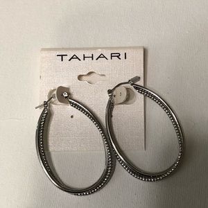 TAHARI SILVERTONE HOOP EARRINGS